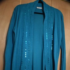 BRIGHT TURQUOISE OPEN FRONT CARDIGAN